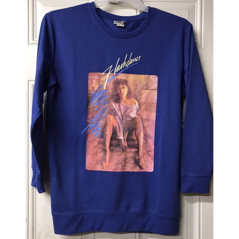 NWT Flashdance Sweatshirt by Paramount Top Sz Small Blue 40" Chest 1980s Movie